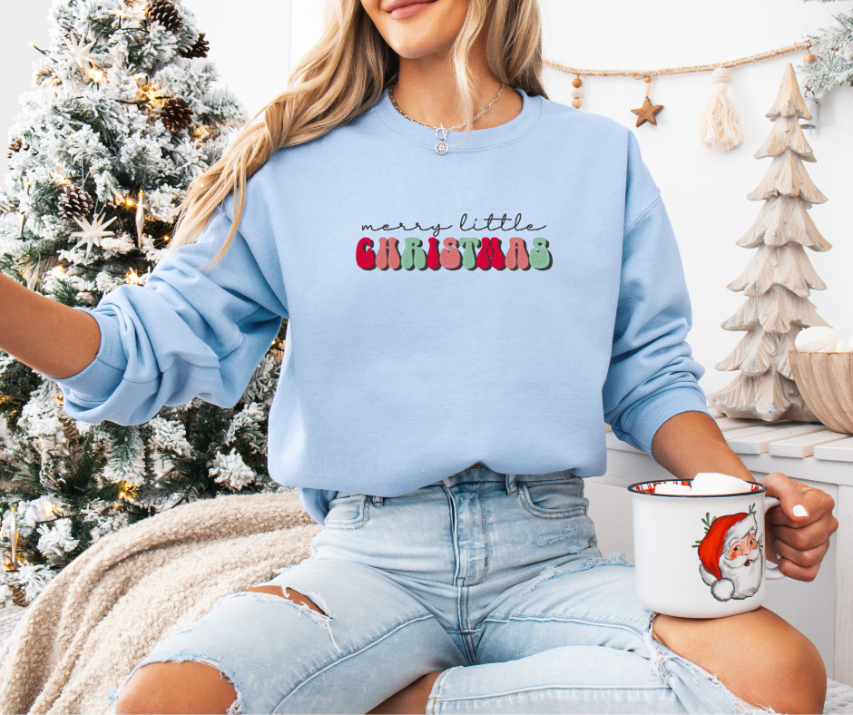 Merry Little Christmas Embroidered Sweatshirt