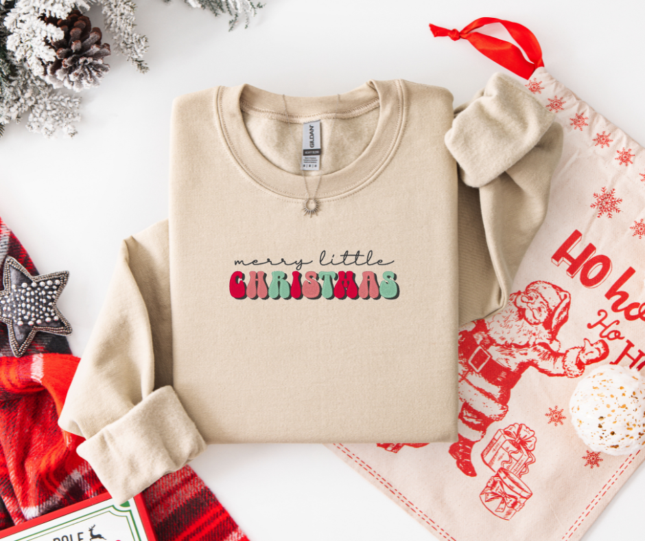 Merry Little Christmas Embroidered Sweatshirt