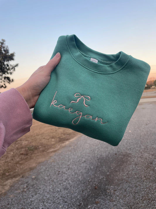 Personalized Toddler Sweatshirt with Coquette Bow – Perfect for Siblings!