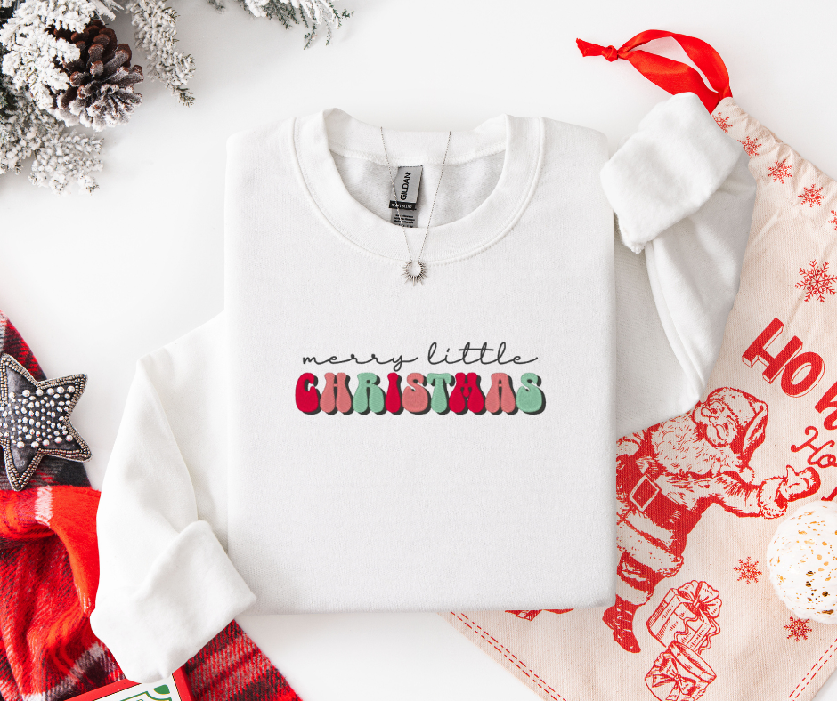 Merry Little Christmas Embroidered Sweatshirt