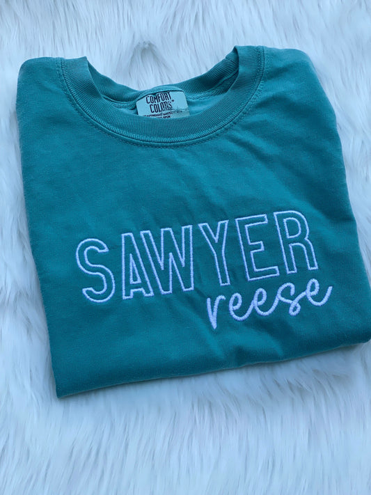 Personalized Youth Name Shirt | Comfort Colors Embroidered Tee